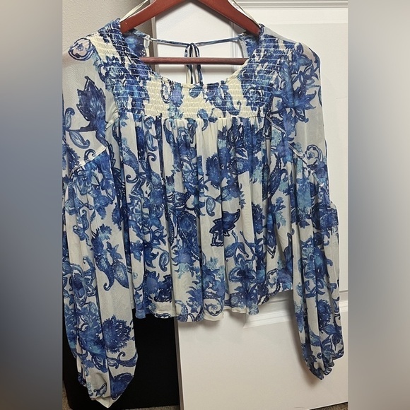 Free People Up for Anything Top in Teal/Ivory Combo - Picture 4 of 4